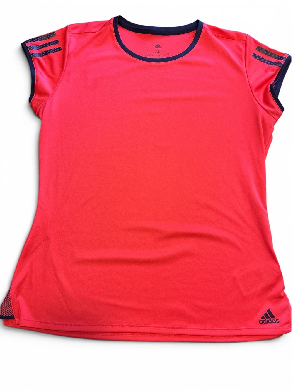 Adidas Hot Pink Short Sleeve Athletic Tee with Navy Trim